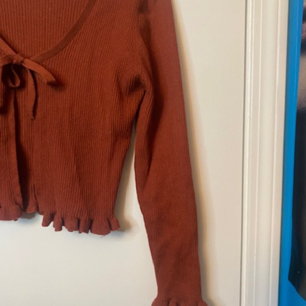 Romwe Rust crop sweater with bow - Picture 7 of 9